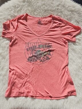 Volcom Coral V-Neck Graphic Tee with Floral Logo